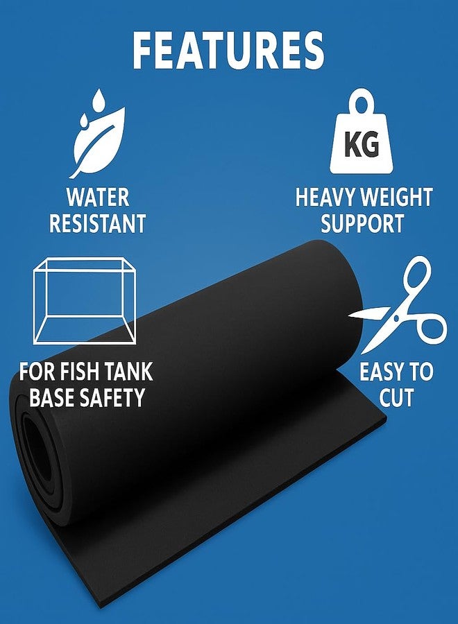 VAYINATO® Aquarium (60cm x 45cm) Rubber Mat for Fish Tank Base Safety, Water Resistant, Heavy Weight Support and Easy to Cut for Fish Tank Stability | Black by Petzlifeworld - Image 2